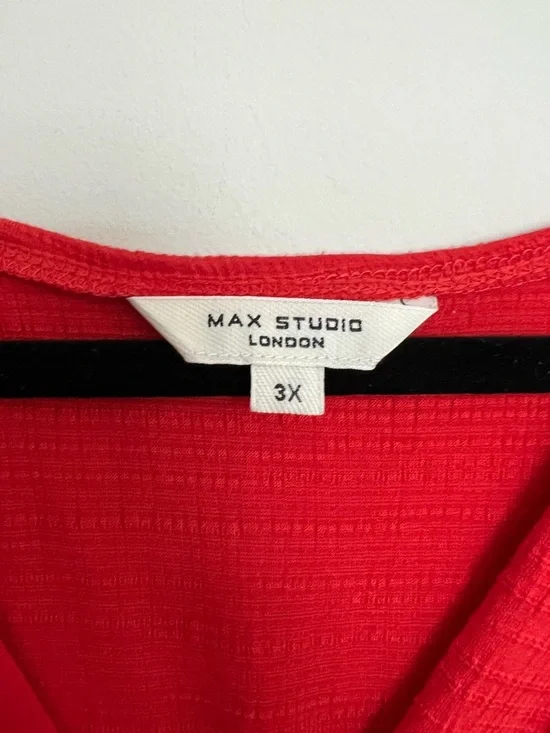 Max Studio Red V-Neck Tiered Boho Chic Dress Size 3X - Picture 5 of 7